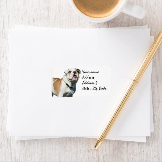 Engelse buldog-verzendlabels etiket (Insitu)