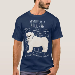 Engelse buldog witte hond anatomie t-shirt