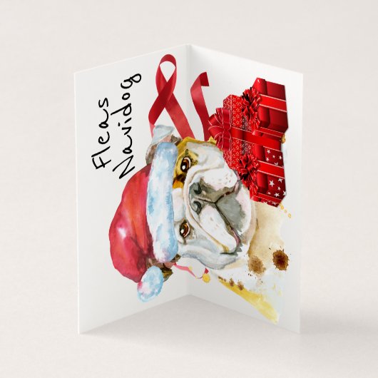 Engelse buldog xmas sack red giften DIY wish Kaart (Binnen)