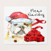 Engelse buldog xmas sack red giften DIY wish Kaart (Binnenkant ongevouwen)