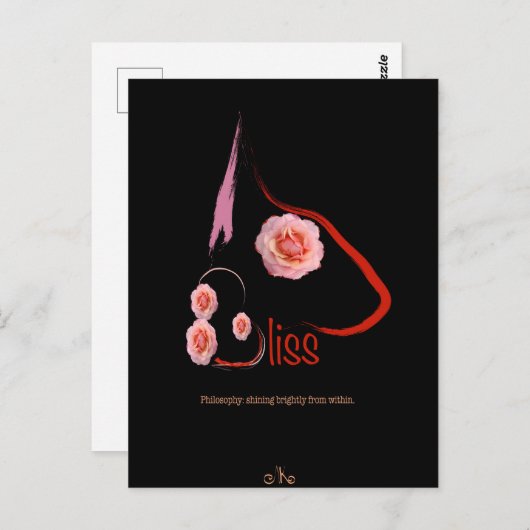 Engelse Bull Terrier Bliss met rozen Pet Art Briefkaart (Voorkant / Achterkant)