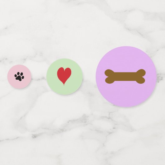 Engelse bull Terrier, Bone, Heart and Paw Print Confetti (Achterkanten)