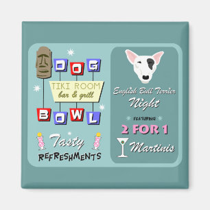 Engelse Bull Terrier Bowling Tiki Night Magneet