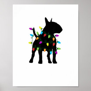 Engelse Bull Terrier Dog kerstlampjes Poster