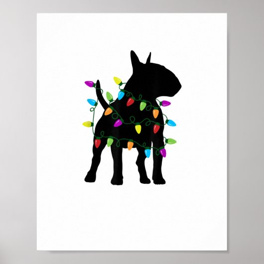 Engelse Bull Terrier Dog kerstlampjes Poster (Voorkant)