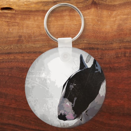 Engelse Bull Terrier-hoofdring sleutelhanger (Voorkant)