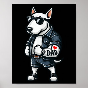 Engelse Bull Terrier I Love Dad Funny Dog Tattoo _ Poster