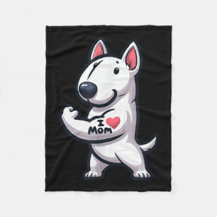 Engelse Bull Terrier I Love Mom Funny Dog Tattoo Fleece Deken