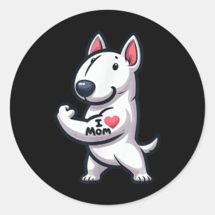 Engelse Bull Terrier I Love Mom Funny Dog Tattoo Ronde Sticker