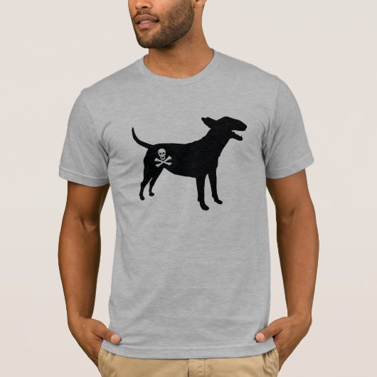 Engelse Bull Terrier/Jolly Roger Pirate Flag T-shi T-shirt (Voorkant)