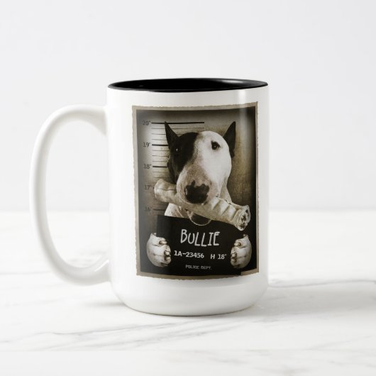 Engelse Bull Terrier "Mok Shot" koffie Mok (Links)