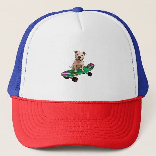Engelse Bull Terrier op een Skateboard Trucker Pet (Voorkant)