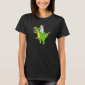 Engelse Bull Terrier Riding Rex Dinosaur Dog T-shirt (Voorkant)