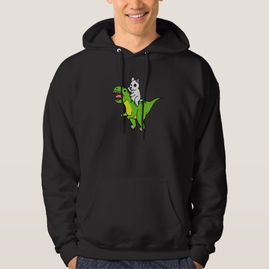 Engelse Bull Terrier rijdt Rex Dinosaur Dog Hoodie (Voorkant)