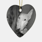 Engelse bull Terrier Snuggable under a Blanket - B Keramisch Ornament (Links)