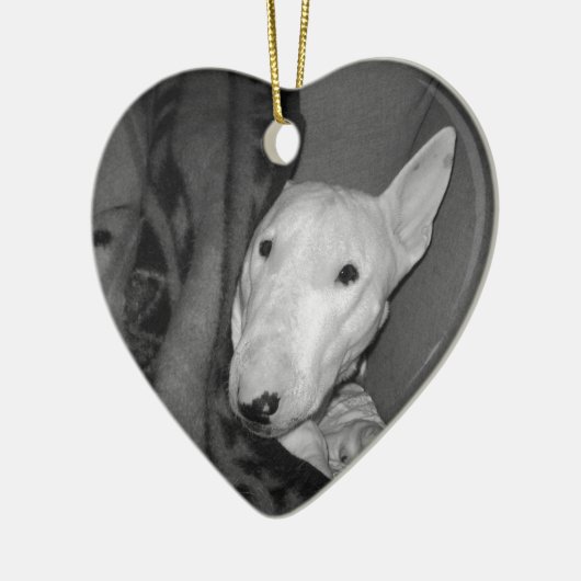 Engelse bull Terrier Snuggable under a Blanket - B Keramisch Ornament (Links)