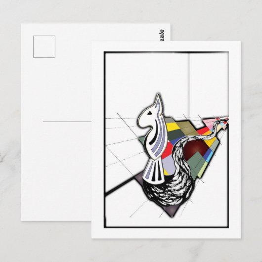 Engelse Bull Terrier Surreal Art Schaakdia Briefkaart (Voorkant / Achterkant)