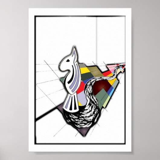 Engelse Bull Terrier Surreal Art Schaakdia Poster (Voorkant)