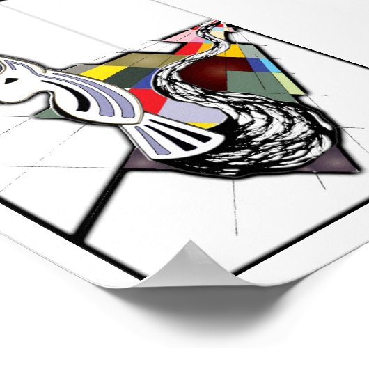 Engelse Bull Terrier Surreal Art Schaakdia Poster (Hoek)