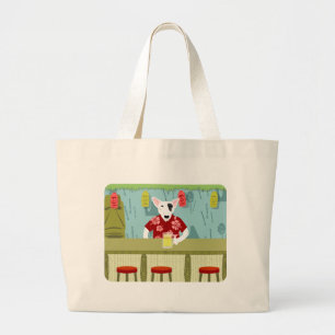 Engelse Bull Terrier Tiki Bar Grote Tote Bag