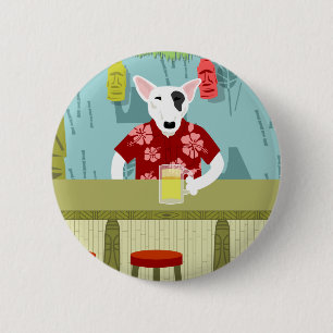Engelse Bull Terrier Tiki Bar Ronde Button 5,7 Cm