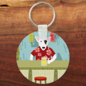 Engelse Bull Terrier Tiki Bar Sleutelhanger (Voorkant)