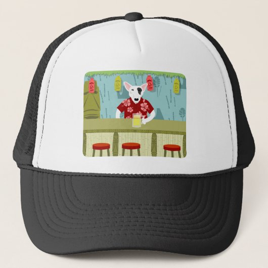 Engelse Bull Terrier Tiki Bar Trucker Pet (Voorkant)