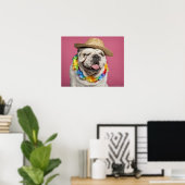 Engelse Bulldog (18 maanden oud) met stro Poster (Thuiskantoor)