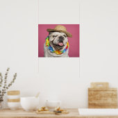 Engelse Bulldog (18 maanden oud) met stro Poster (Keuken)