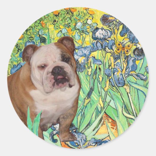 Engelse Bulldog 1 - Irissen Ronde Sticker (Voorkant)