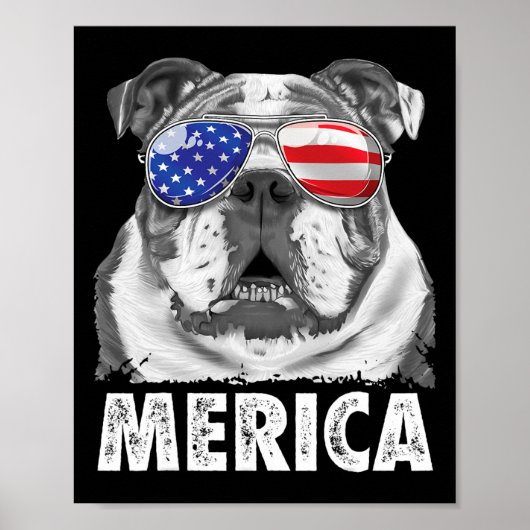 Engelse Bulldog 4 juli Amerika Mannen Vrouwen Vs V Poster (Voorkant)