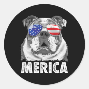 Engelse Bulldog 4 juli Merica Mannen Vrouwen Vs Vl Ronde Sticker