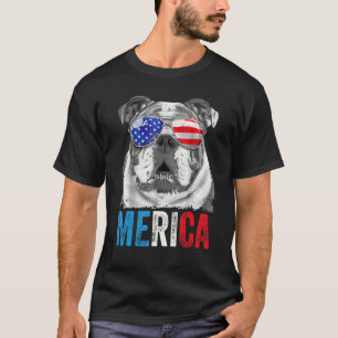 Engelse Bulldog 4 juli Merica Mannen vs vlag 1 T-shirt