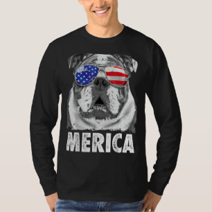 Engelse Bulldog 4th of juli Merica Mannen Vrouwen T-shirt