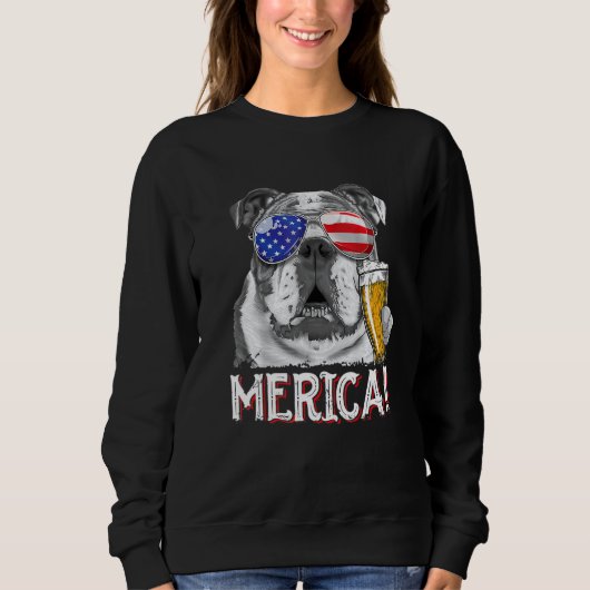 Engelse Bulldog 4th of juli Merica Mannen Vrouwen Trui (Voorkant)