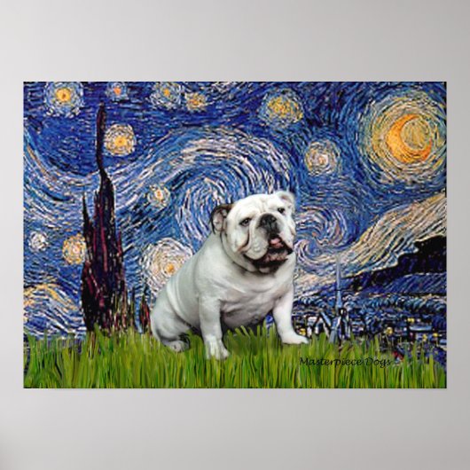 Engelse Bulldog 8 - Sterrennacht Poster (Voorkant)