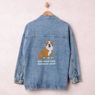 Engelse bulldog aangepaste bericht grafisch denim jacket