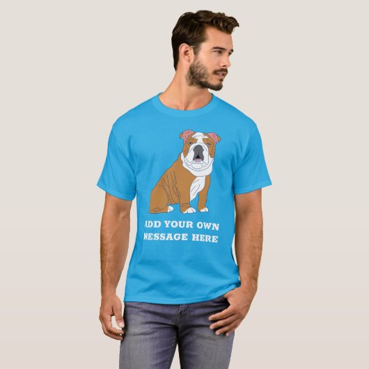 Engelse bulldog aangepaste bericht grafisch t-shirt (Voorkant volledig)