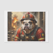 Engelse Bulldog als brandweerman -  Tissuepapier (Voorkant)