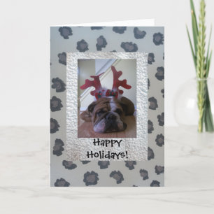 Engelse bulldog als render Happy Holiday-kaart Feestdagen Kaart