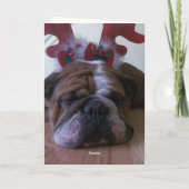Engelse bulldog als rendier Happy Holiday kaart (Achterkant)