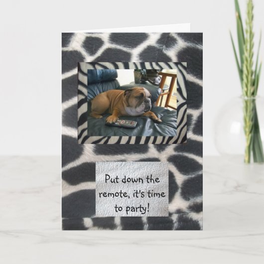 Engelse Bulldog & Animal Print Gelukkige verjaarda Kaart (Voorkant)