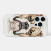 Engelse Bulldog Aquarel Portret iPhone Hoesje (Achterkant horizontaal)