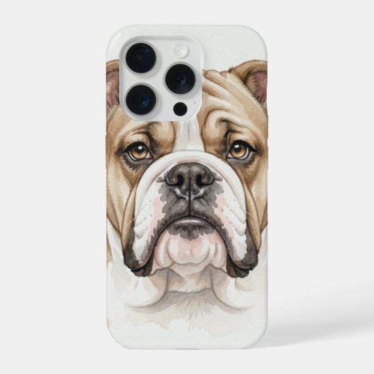 Engelse Bulldog Aquarel Portret iPhone Hoesje (Achterkant)