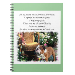 Engelse Bulldog Art Summer Garden Notitieboek
