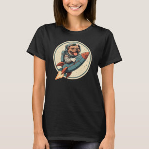 Engelse Bulldog Astronaut Rocket Ride - Retro Spac T-shirt