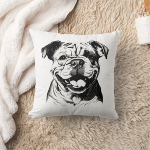Engelse Bulldog B&W Silhouette Kussen