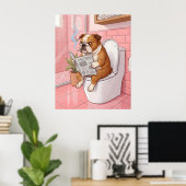 Engelse Bulldog Badkamer Poster Muur Kunst Print (Thuiskantoor)