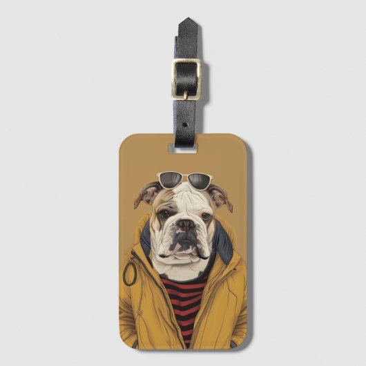 Engelse bulldog bagagelabel (Voorkant (verticaal))