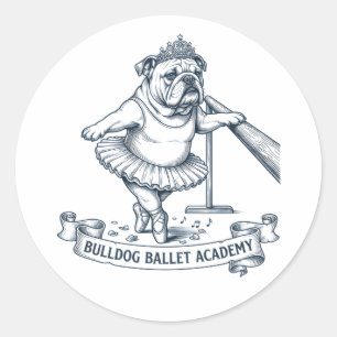 Engelse Bulldog Ballet Grappige Hond Ballerina Ronde Sticker